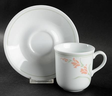 Peach Garland (Corelle) Flat Cup & Saucer Set