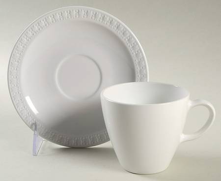 Sculptured Rim (No Trim, Centura) Flat Cup & Saucer Set
