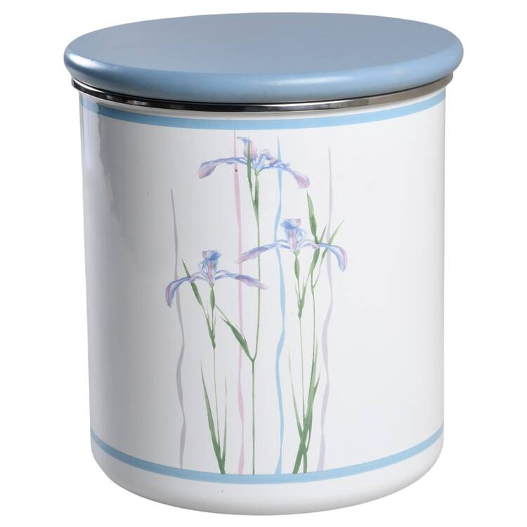 Shadow Iris (Corelle) Large Metal Canister & Wood Lid