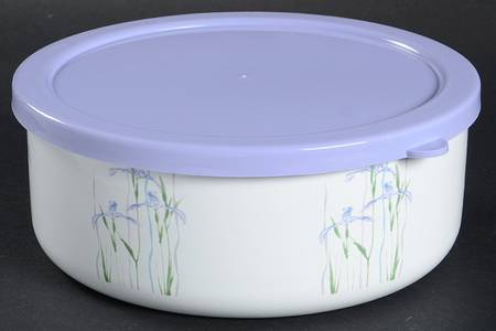 Shadow Iris (Corelle) 6 3/4" Metal Bowl W/Plastic Lid