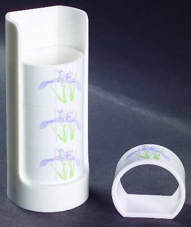 Shadow Iris (Corelle) Plastic Napkin Ring - Set of 4 & Tray