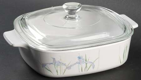 Shadow Iris (Corelle) 1 Qt Square Casserole w/Glass or Plastic Lid