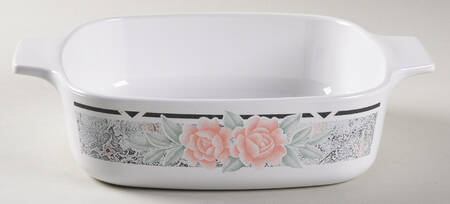 Silk and Roses (Corelle) 1 Quart Square Casserole No Lid