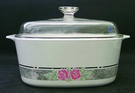 Silk and Roses (Corelle) 5 Quart Square Casserole with Glass Lid
