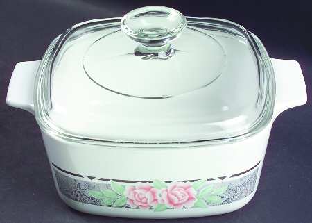 Silk and Roses (Corelle) 1.5 Quart Square Casserole with Lid