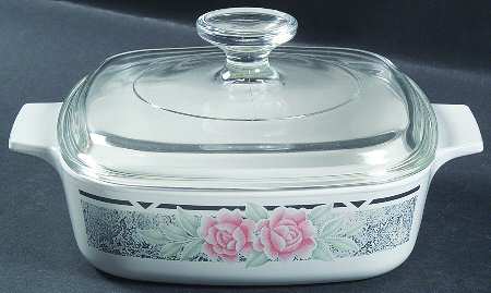 Silk and Roses (Corelle) 1 Quart Square Casserole with Lid