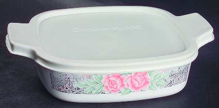 Silk and Roses (Corelle) 1 Quart Square Casserole with Lid