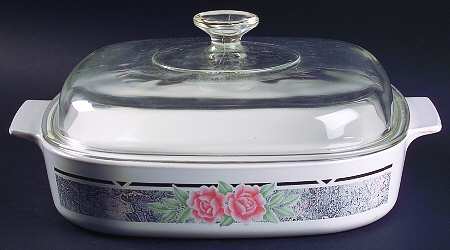 Silk and Roses (Corelle) 2.5 Quart Square Casserole with Lid