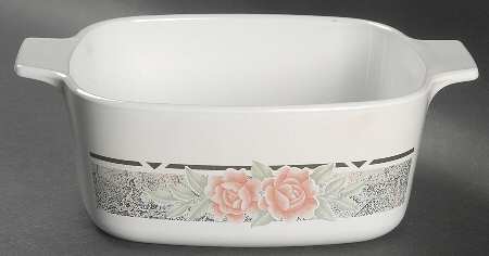 Silk and Roses (Corelle) 1.5 Quart Square Casserole No Lid