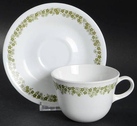 Spring Blossom (Large Flowers) Flat Cup & Saucer Set
