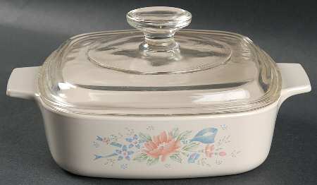 Symphony (Corelle) 1 Qt Square Casserole w/Glass or Plastic Lid