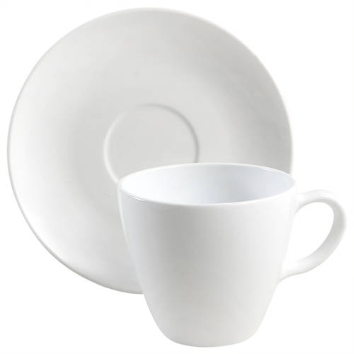 White Coupe Flat Cup & Saucer Set
