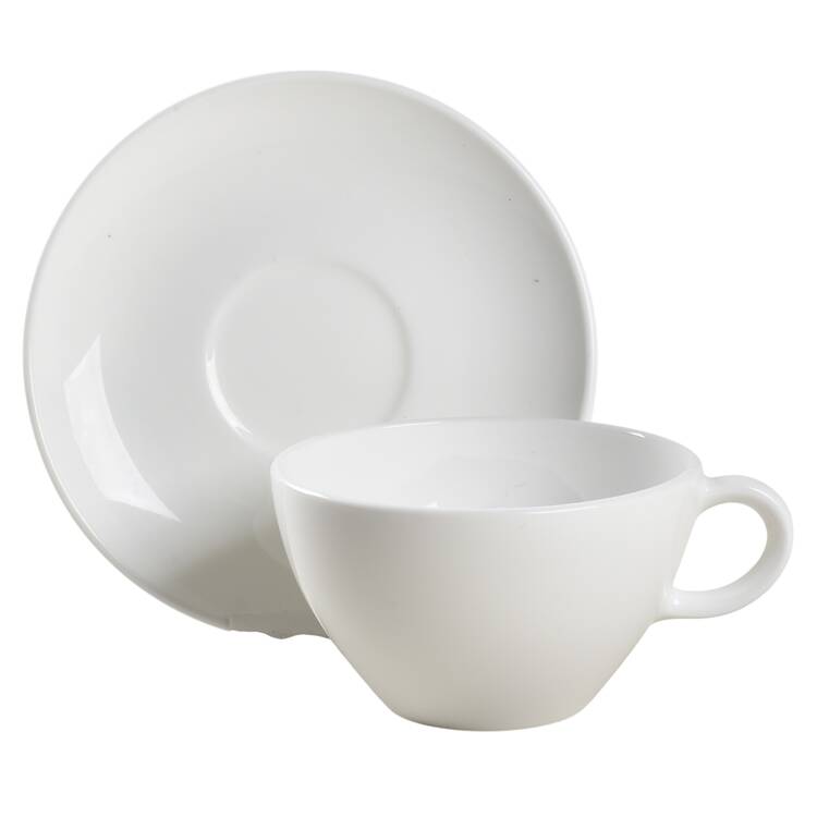 White Coupe Flat Cup & Saucer Set by Corning Corelle