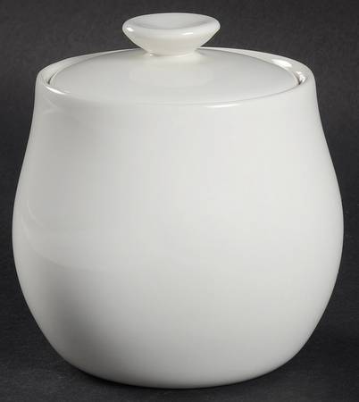 White Coupe Sugar Bowl & Lid