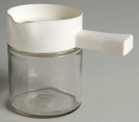 White Coupe Creamer Glassware & Plastic Lid