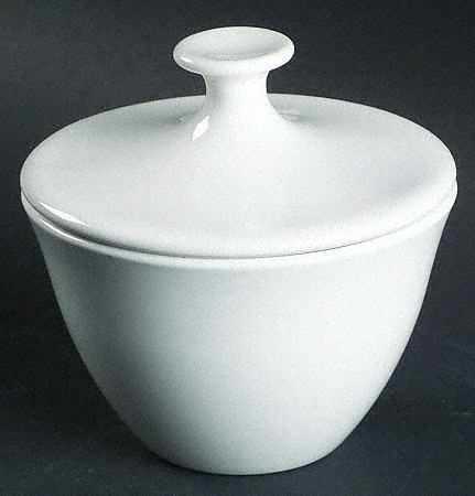White Coupe Sugar Bowl & Lid