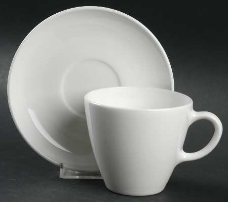 White Coupe Flat Cup & Saucer Set