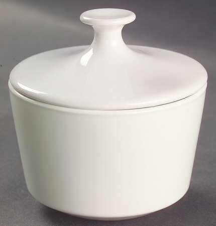 White Coupe Sugar Bowl & Lid