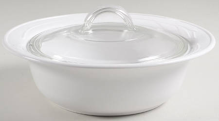 White Flora 1.5 Qt Round Covered Casserole