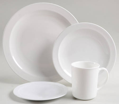 White Narrow Rim (Centura Line) 4 Piece Place Setting