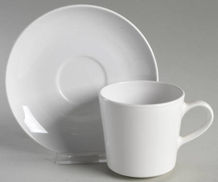 White Narrow Rim (Centura Line) Flat Cup & Saucer Set