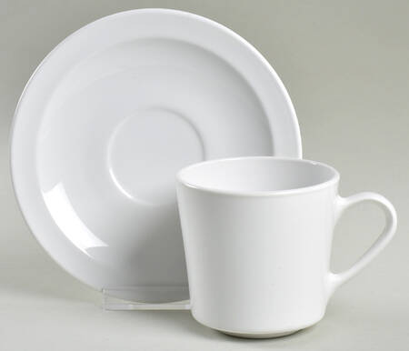 White Narrow Rim (Centura Line) Flat Cup & Saucer Set