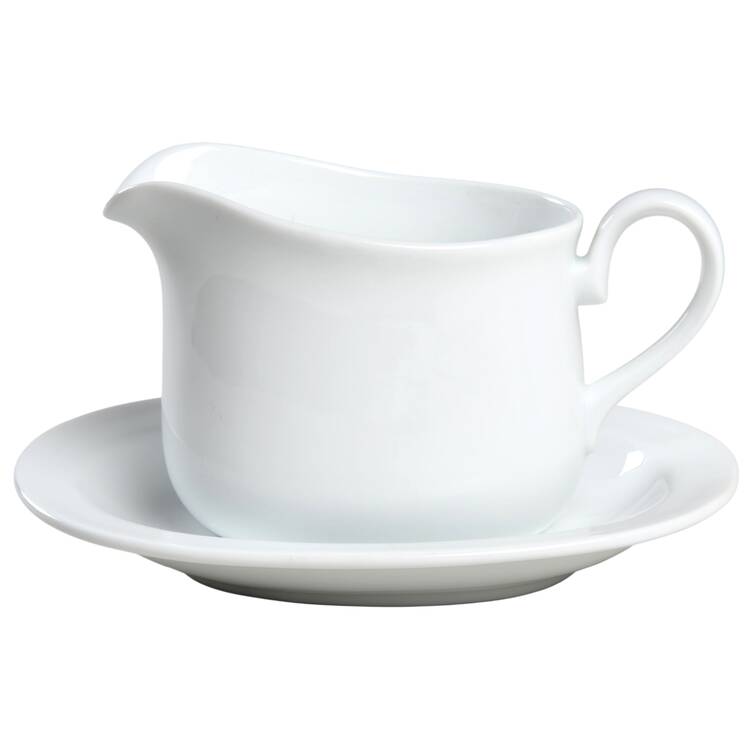 White Narrow Rim (Centura Line) Gravy Boat & Underplate