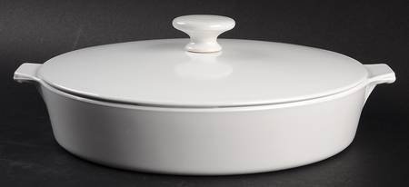 White Narrow Rim (Centura Line) 10" Skillet & Lid