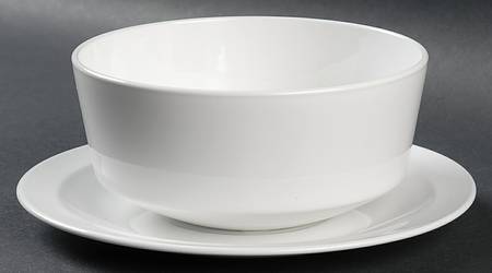 White Narrow Rim (Centura Line) Gravy Boat & Underplate (Uses the Soup Bowl)
