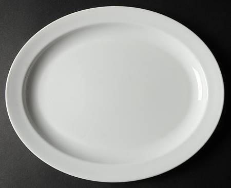 White Narrow Rim (Pyroceram) 13" Oval Serving Platter