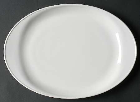 White Narrow Rim (Pyroceram) 12" Oval Serving Platter