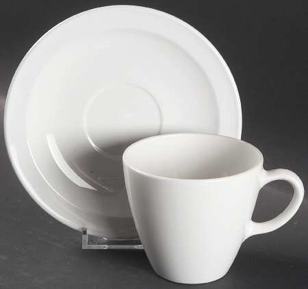 White Narrow Rim (Pyroceram) Flat Cup & Saucer Set