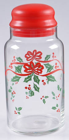 Winter Holly (Green Band, Corelle) Large Glassware Canister