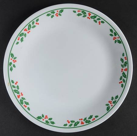 Winter Holly (Green Band, Corelle) Salad Plate