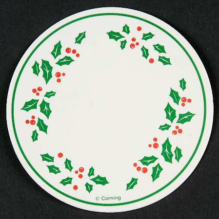 Winter Holly (Green Band, Corelle) Vinyl Coaster
