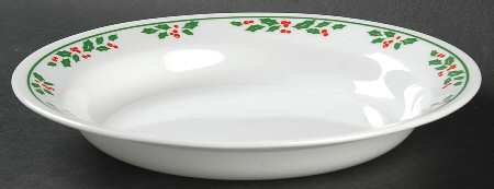 Winter Holly (Green Band, Corelle) Rim Soup Bowl