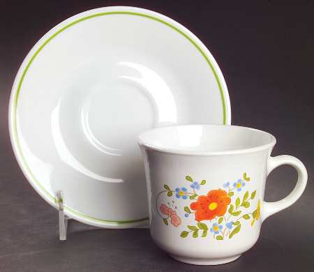 Wildflower (Corelle) Flat Cup & Saucer Set