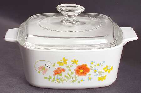 Wildflower (Corelle) 5 Quart Square Casserole with Glass Lid by Corning Corelle