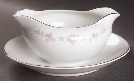 Floral Lace Gravy Boat with Attached Underplate