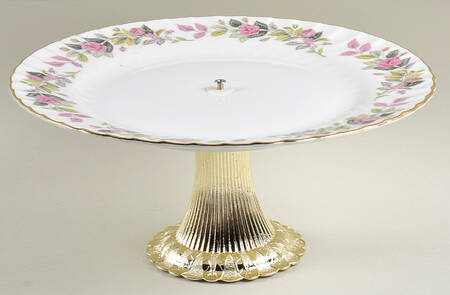 Regency Rose Cake Stand with 4"-5" Metal Pedestal  Hc