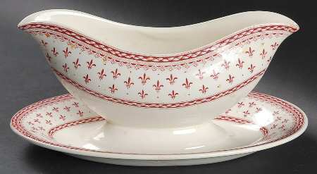 Albion Red Gravy Boat with Attached Underplate