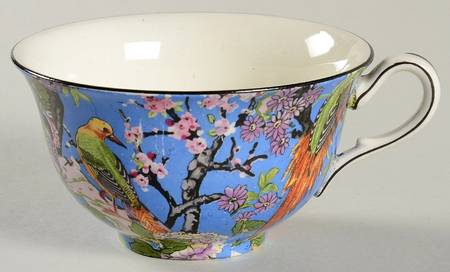 Blue Chintz (Black Trim) Flat Cup