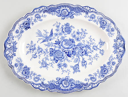 Bristol Blue Scalloped 12" Oval Serving Platter