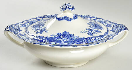 Bristol Blue Scalloped Round Covered Vegetable