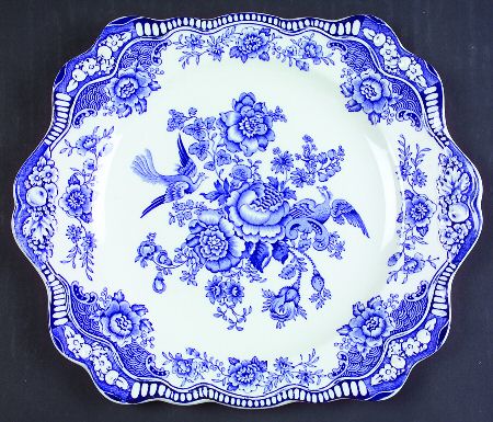 Bristol Blue Scalloped Square Handled Cake Plate