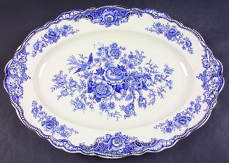 Bristol Blue Scalloped 17" Oval Serving Platter