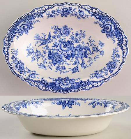 Bristol Blue Scalloped 8" Oval Vegetable Bowl