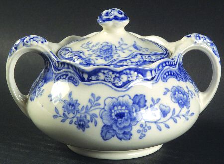 Bristol Blue Scalloped Mini Sugar Bowl & Lid