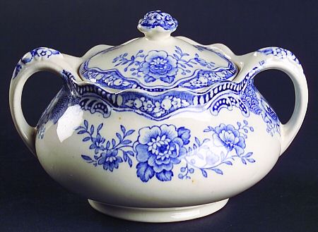 Bristol Blue Scalloped Sugar Bowl & Lid