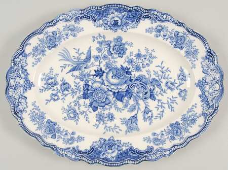 Bristol Blue Scalloped 13" Oval Serving Platter